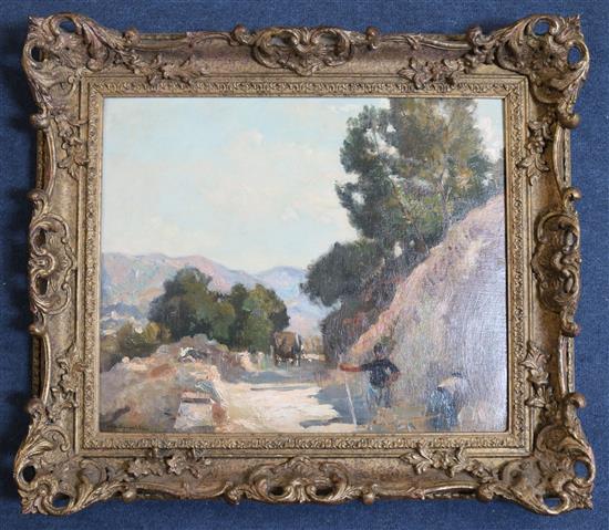 Alfred Robert Hayward (1875-1971) Workmen on a mountain road 14.5 x 17.5in.